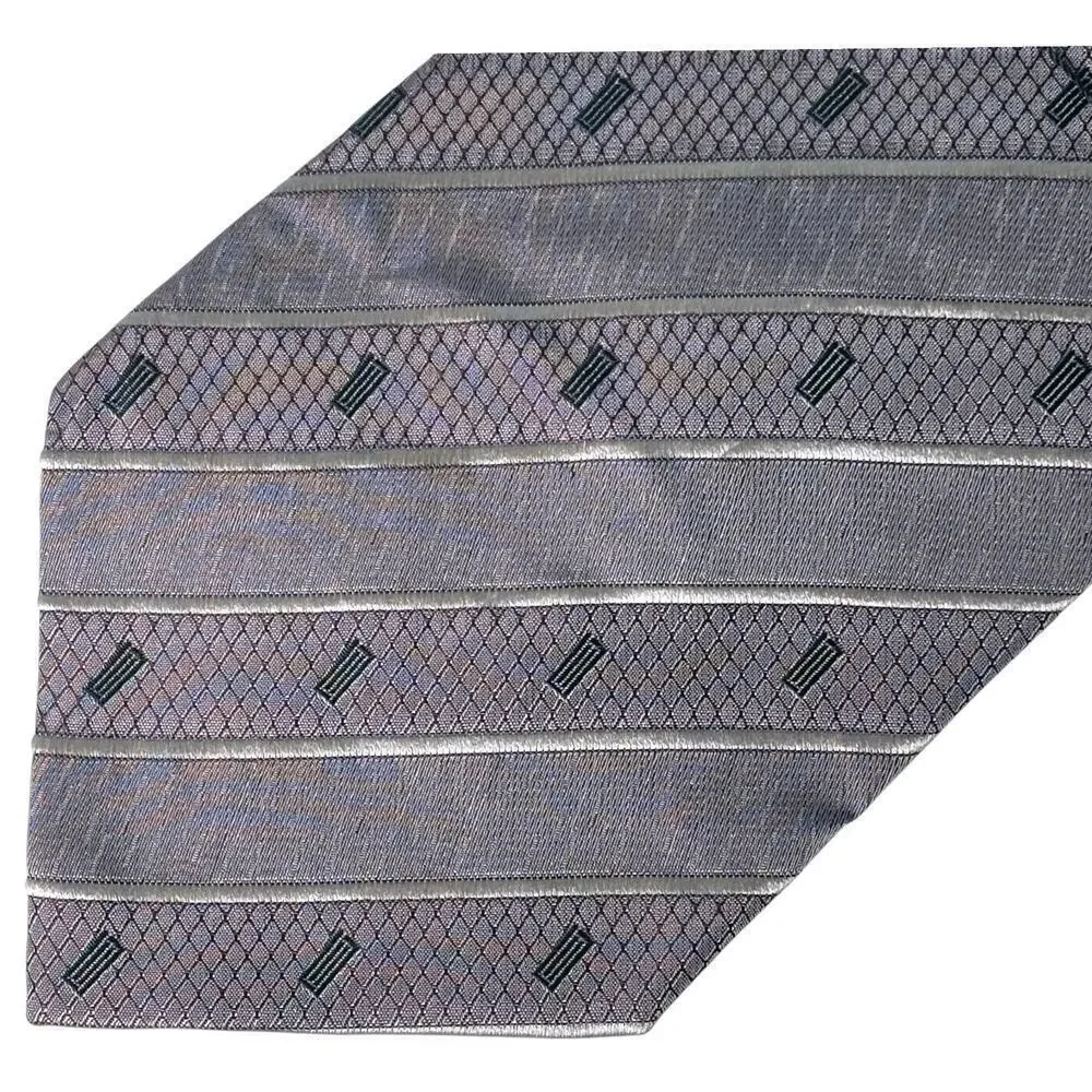 Consenso Uomo Hand Sewn Silk Tie Gray Pinstripe